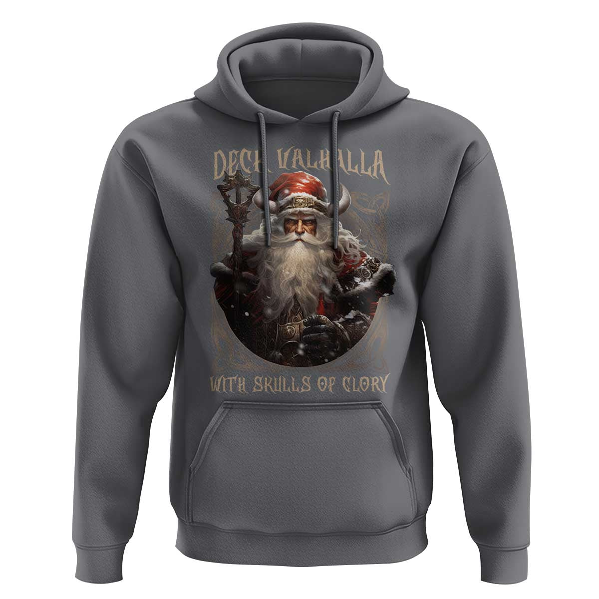 Viking Christmas Hoodie Deck Valhalla With Skulls Of Glory Santa Yule Xmas