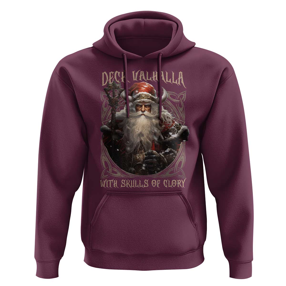 Viking Christmas Hoodie Deck Valhalla With Skulls Of Glory Santa Yule Xmas