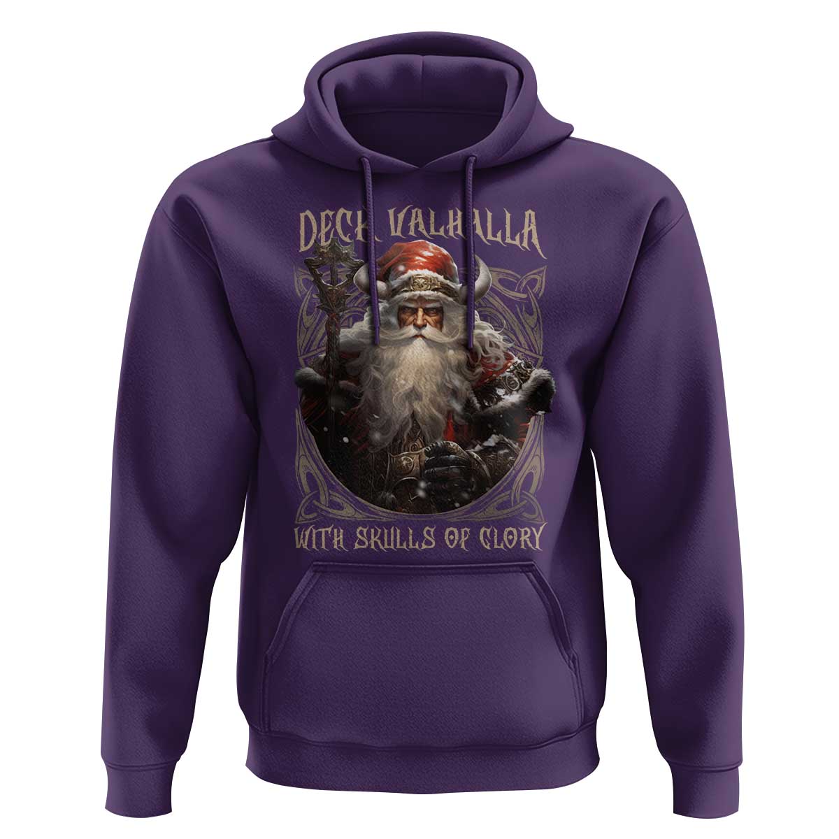 Viking Christmas Hoodie Deck Valhalla With Skulls Of Glory Santa Yule Xmas