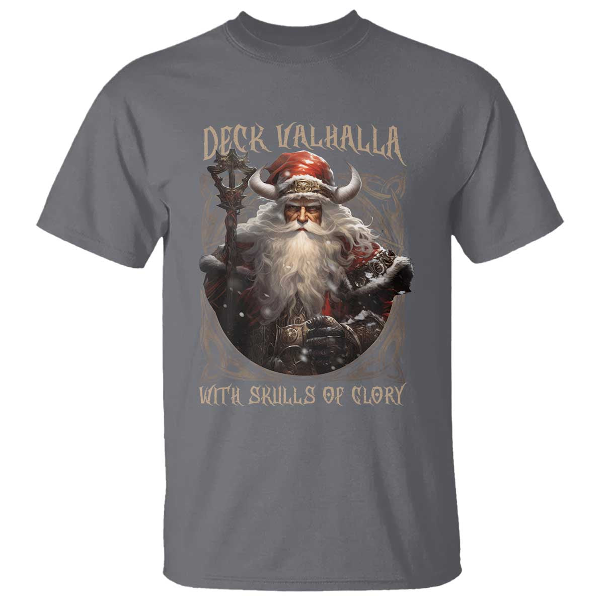 Viking Christmas T Shirt Deck Valhalla With Skulls Of Glory Santa Yule Xmas - Wonder Print Shop
