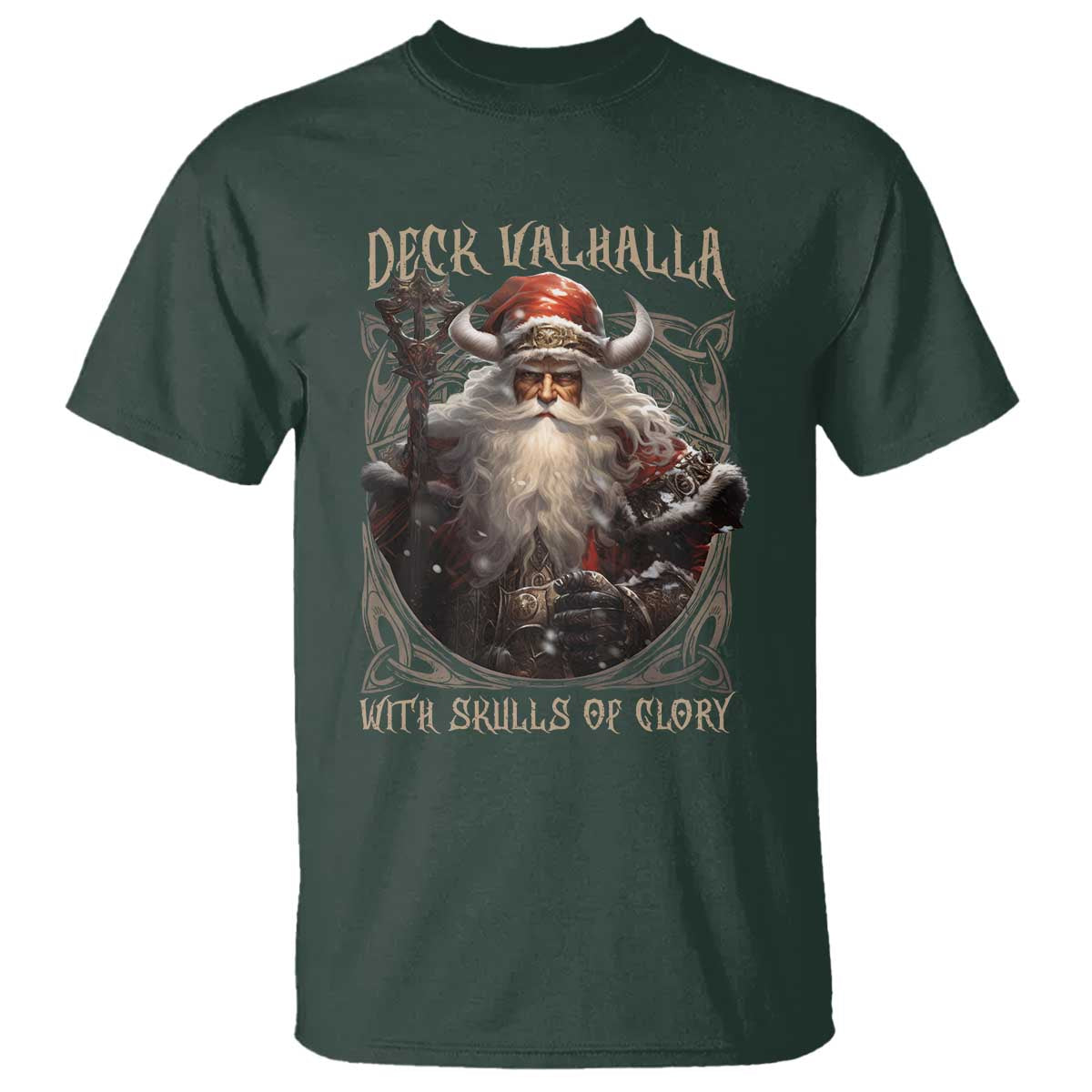 Viking Christmas T Shirt Deck Valhalla With Skulls Of Glory Santa Yule Xmas - Wonder Print Shop