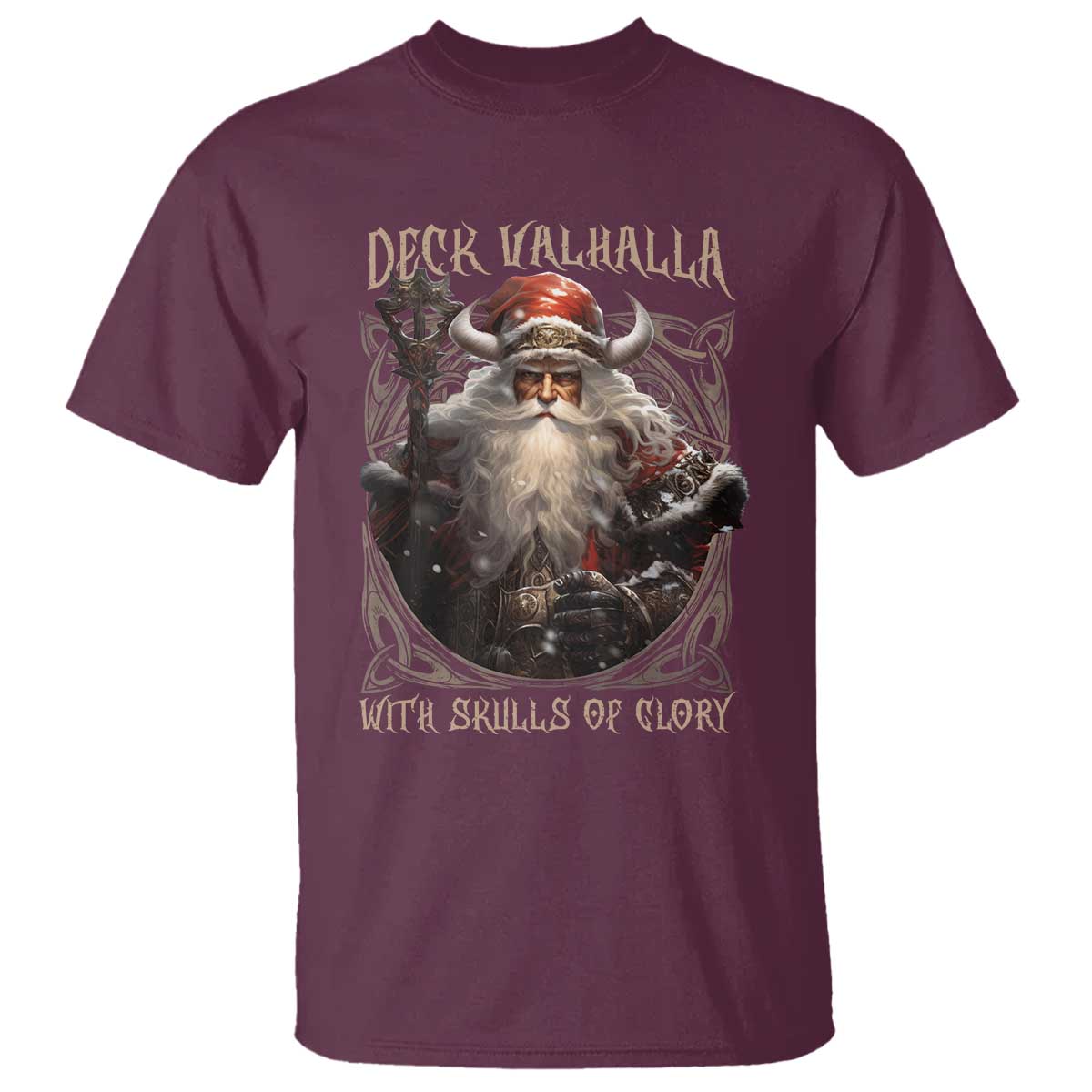 Viking Christmas T Shirt Deck Valhalla With Skulls Of Glory Santa Yule Xmas - Wonder Print Shop