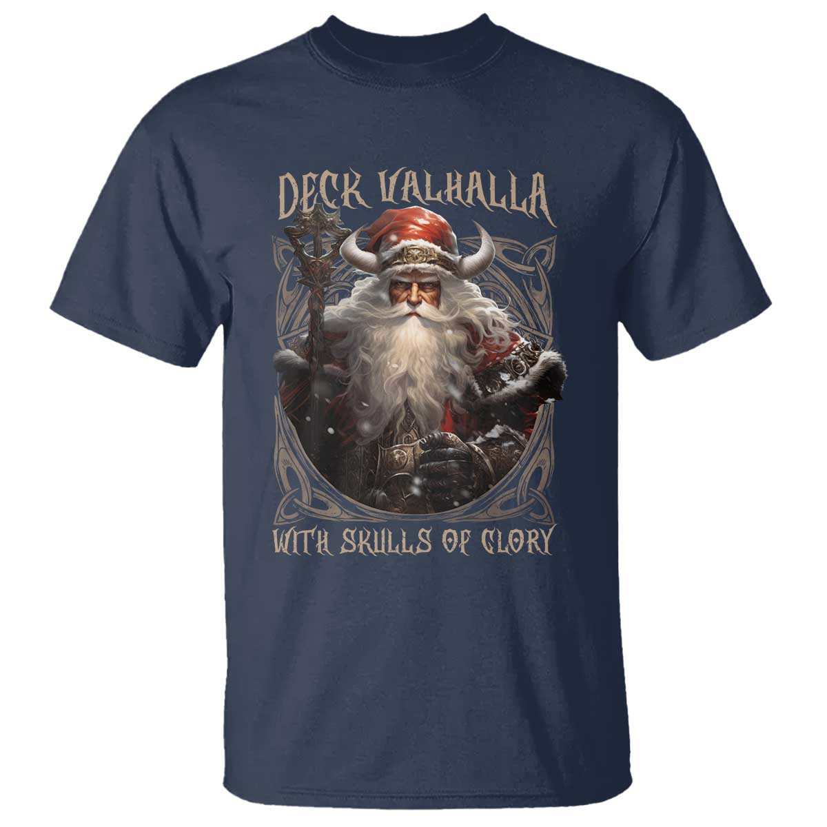 Viking Christmas T Shirt Deck Valhalla With Skulls Of Glory Santa Yule Xmas - Wonder Print Shop