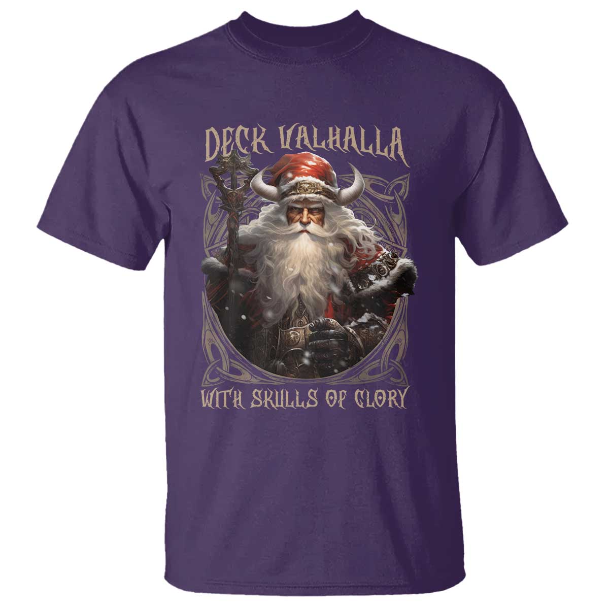 Viking Christmas T Shirt Deck Valhalla With Skulls Of Glory Santa Yule Xmas - Wonder Print Shop