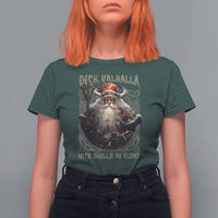 Viking Christmas T Shirt For Women Deck Valhalla With Skulls Of Glory Santa Yule Xmas - Wonder Print Shop