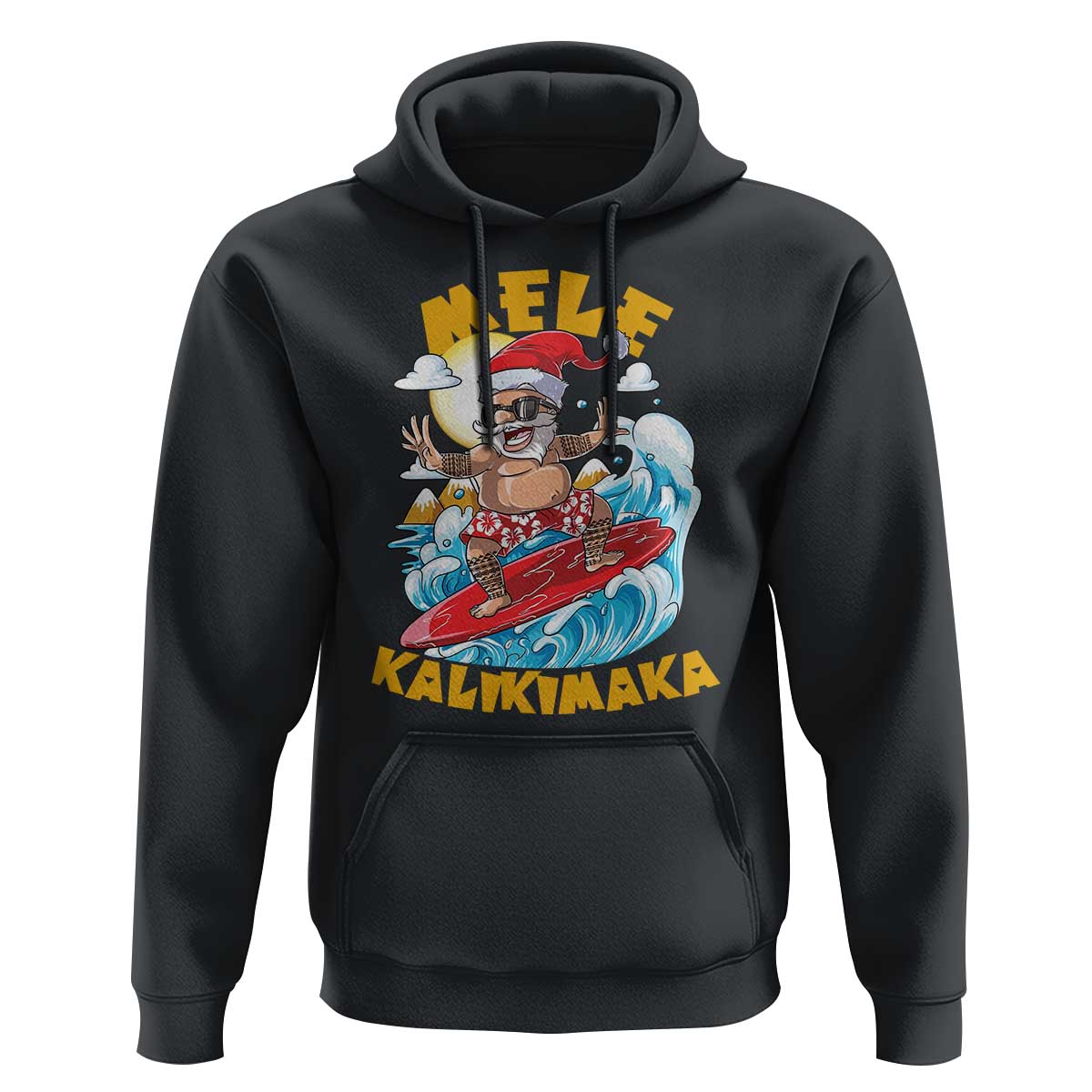 Christmas In Hawaii Hoodie Mele Kalikimaka Surfing Santa Kakau Tattoo