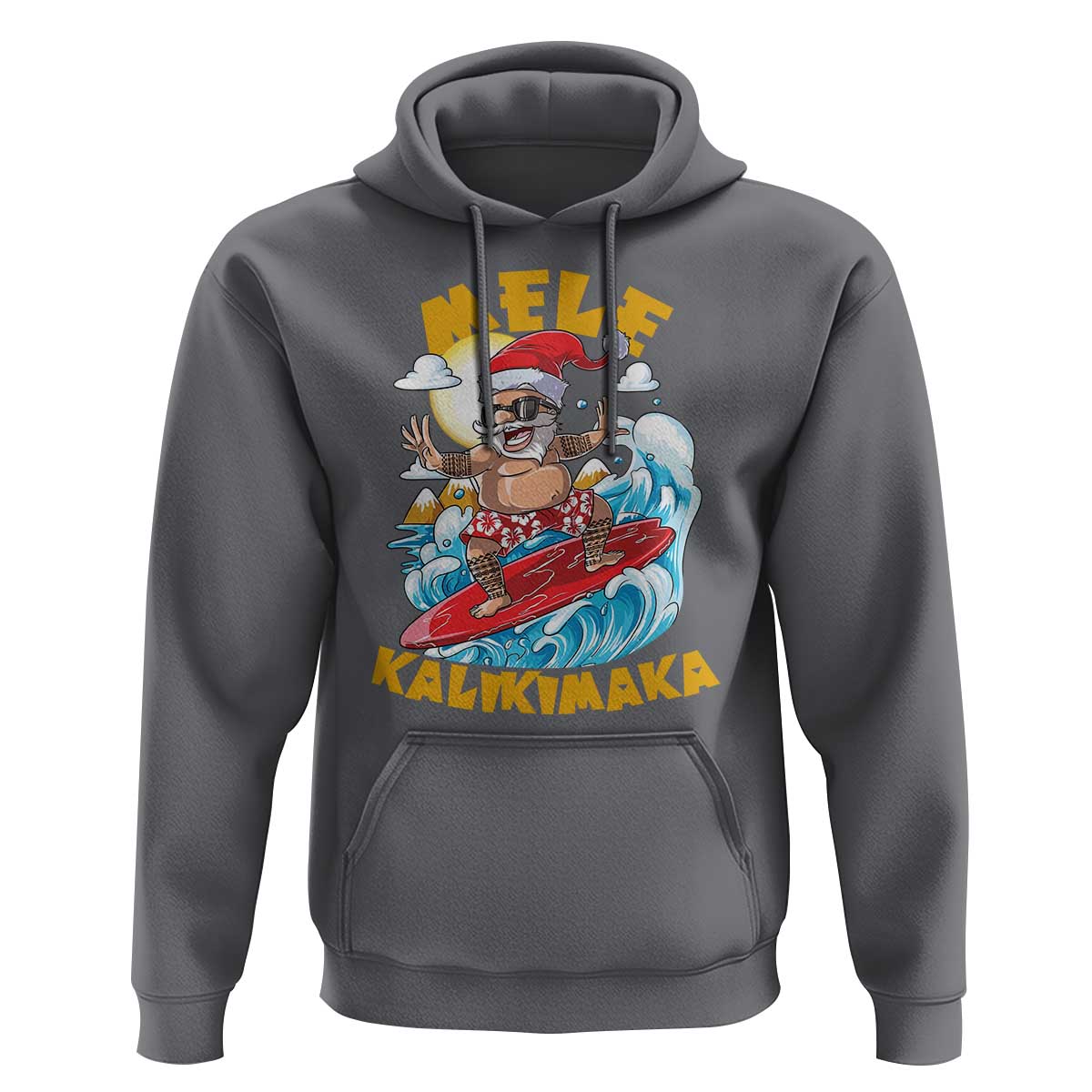 Christmas In Hawaii Hoodie Mele Kalikimaka Surfing Santa Kakau Tattoo