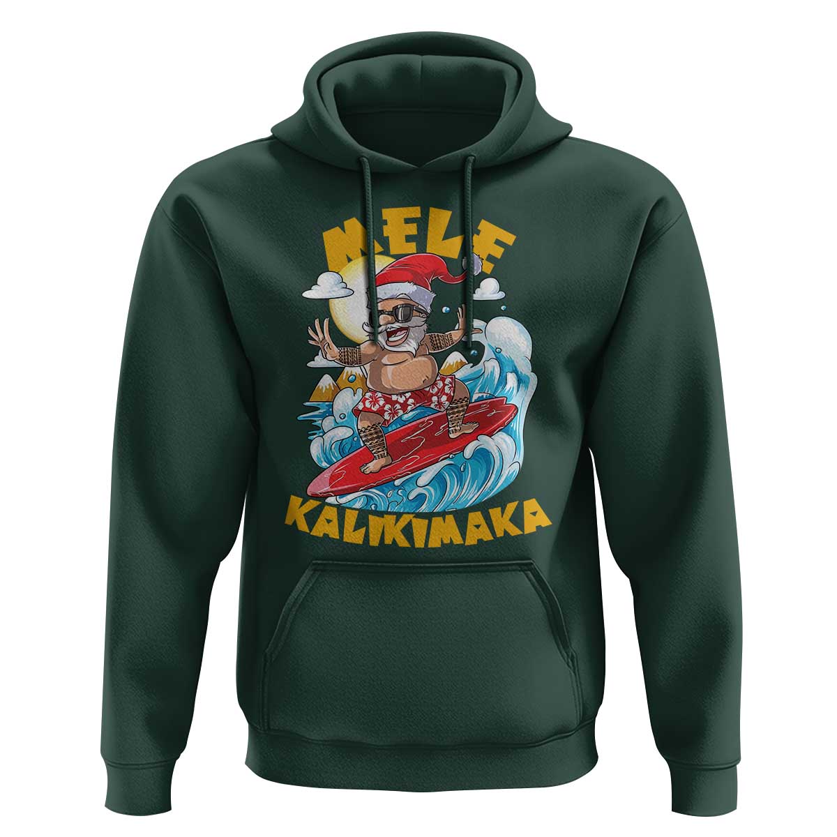 Christmas In Hawaii Hoodie Mele Kalikimaka Surfing Santa Kakau Tattoo