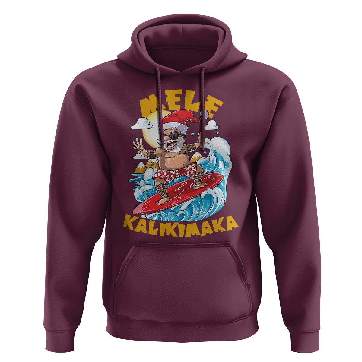 Christmas In Hawaii Hoodie Mele Kalikimaka Surfing Santa Kakau Tattoo