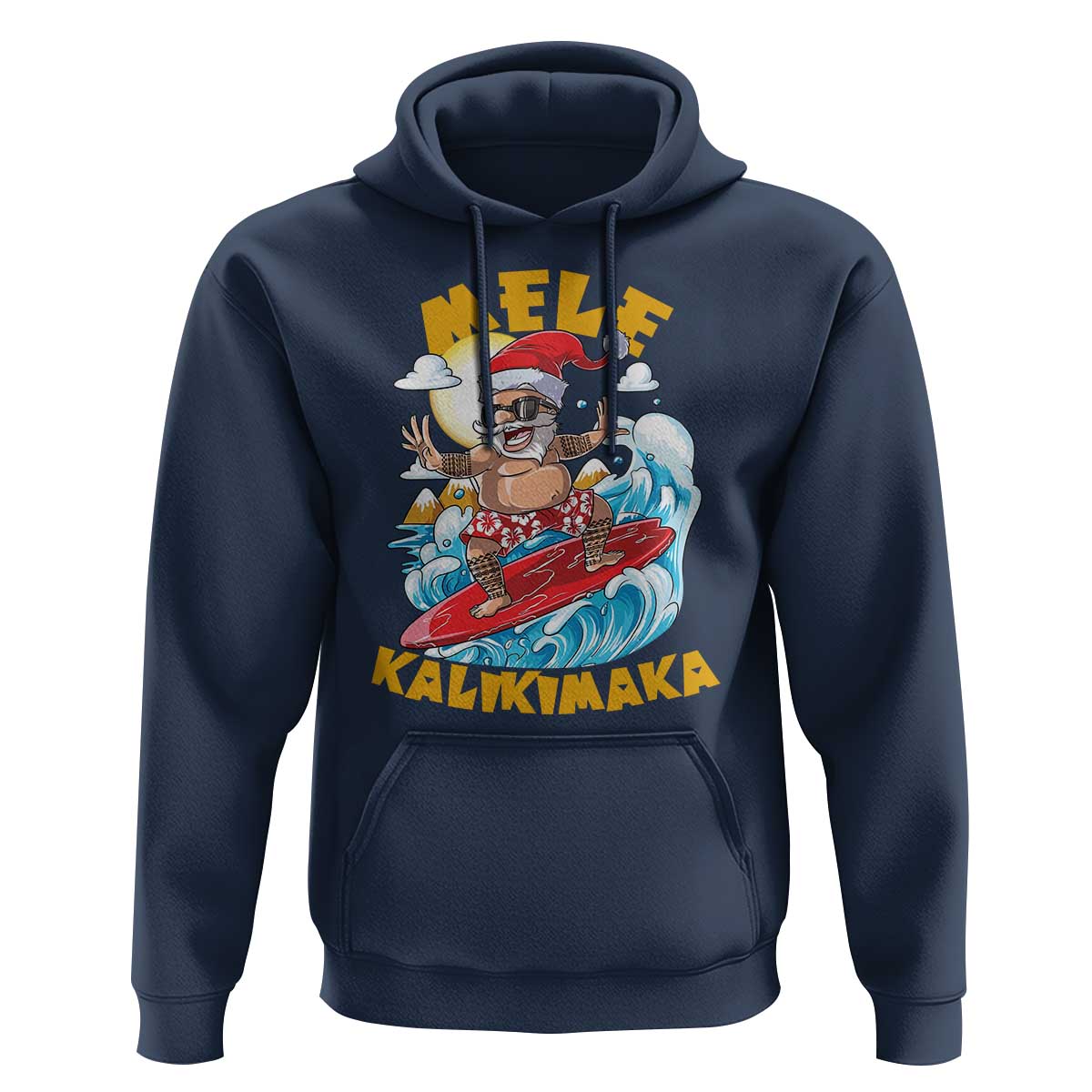 Christmas In Hawaii Hoodie Mele Kalikimaka Surfing Santa Kakau Tattoo