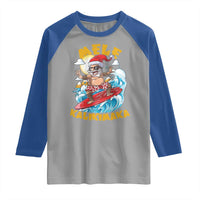 Christmas In Hawaii Raglan Shirt Mele Kalikimaka Surfing Santa Kakau Tattoo - Wonder Print Shop