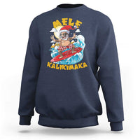 Christmas In Hawaii Sweatshirt Mele Kalikimaka Surfing Santa Kakau Tattoo - Wonder Print Shop