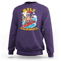 Christmas In Hawaii Sweatshirt Mele Kalikimaka Surfing Santa Kakau Tattoo - Wonder Print Shop