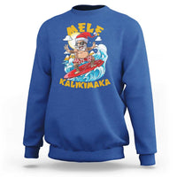 Christmas In Hawaii Sweatshirt Mele Kalikimaka Surfing Santa Kakau Tattoo - Wonder Print Shop