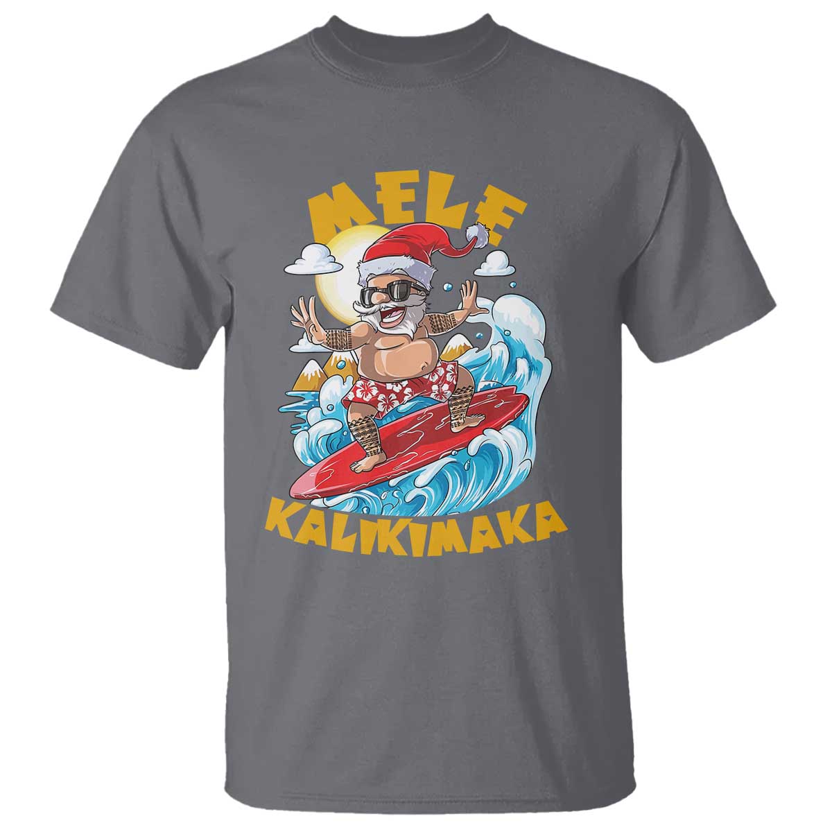 Christmas In Hawaii T Shirt Mele Kalikimaka Surfing Santa Kakau Tattoo - Wonder Print Shop
