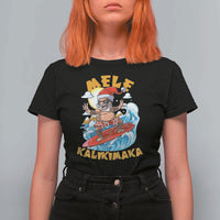 Christmas In Hawaii T Shirt For Women Mele Kalikimaka Surfing Santa Kakau Tattoo - Wonder Print Shop