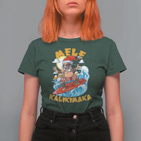 Christmas In Hawaii T Shirt For Women Mele Kalikimaka Surfing Santa Kakau Tattoo - Wonder Print Shop