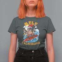 Christmas In Hawaii T Shirt For Women Mele Kalikimaka Surfing Santa Kakau Tattoo - Wonder Print Shop