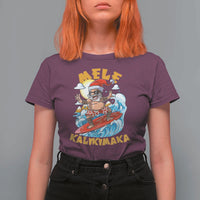 Christmas In Hawaii T Shirt For Women Mele Kalikimaka Surfing Santa Kakau Tattoo - Wonder Print Shop