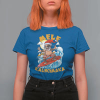 Christmas In Hawaii T Shirt For Women Mele Kalikimaka Surfing Santa Kakau Tattoo - Wonder Print Shop