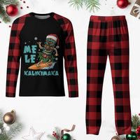 Xmas In Hawaii Plaid Pajama Set Mele Kalikimaka Santa Tiki Surfing Kakau Tattoo - Wonder Print Shop
