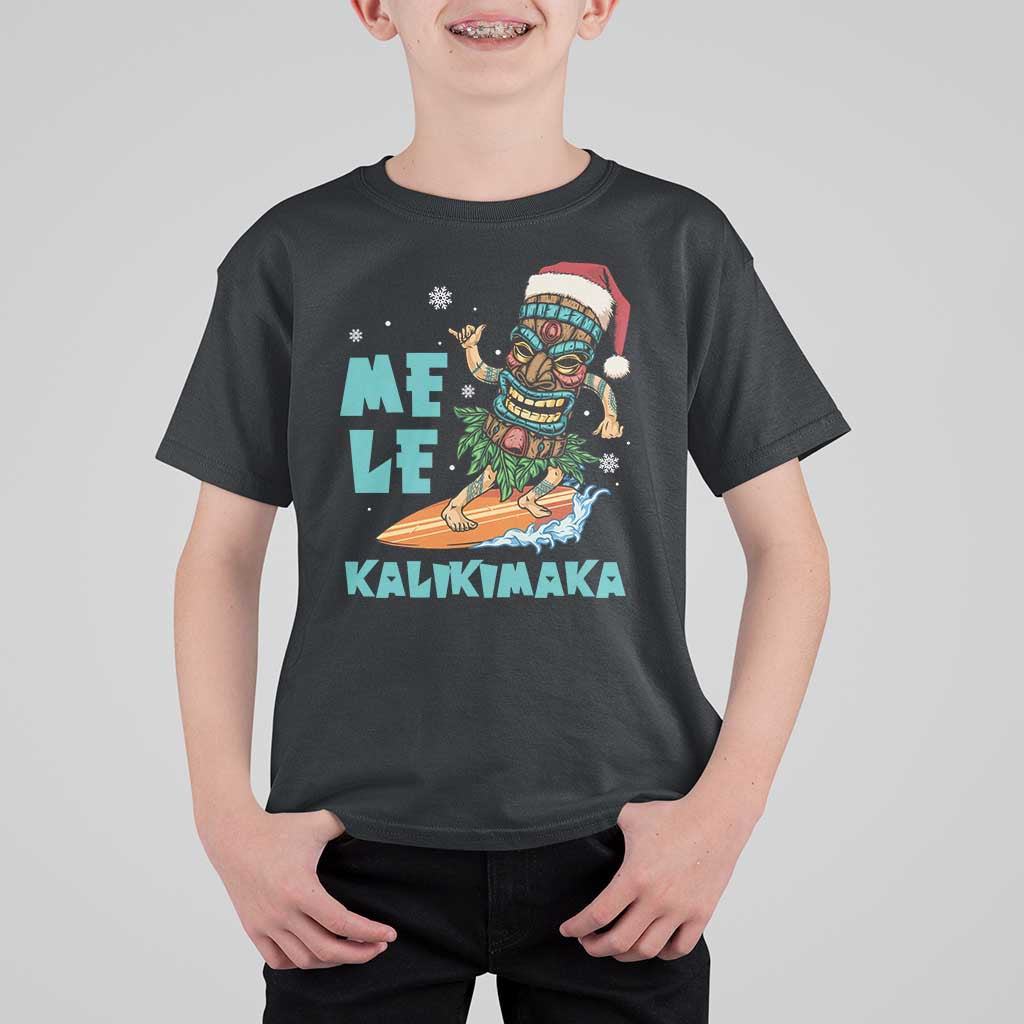 Christmas In Hawaii T Shirt For Kid Mele Kalikimaka Santa Tiki Surfing Kakau Tattoo - Wonder Print Shop