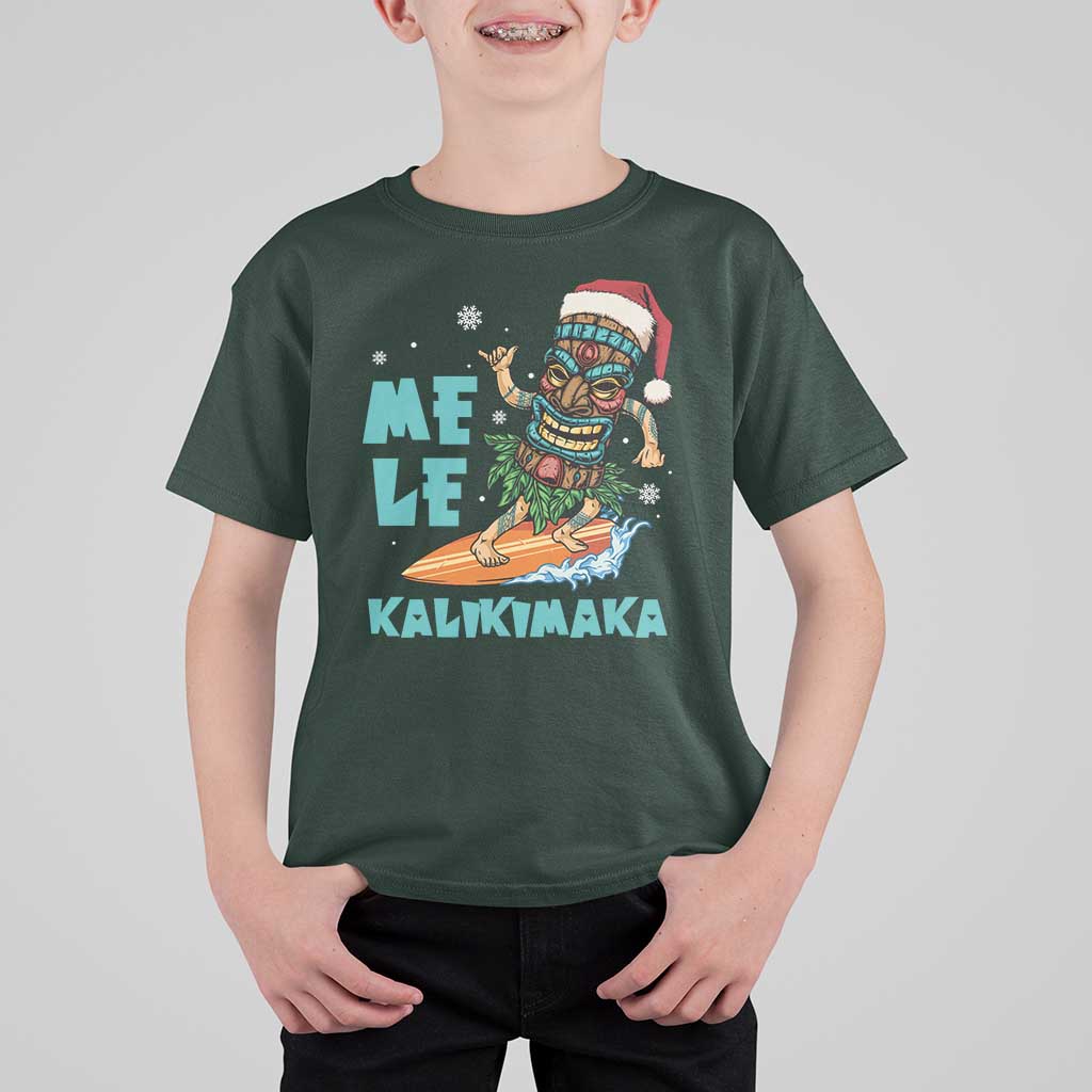 Christmas In Hawaii T Shirt For Kid Mele Kalikimaka Santa Tiki Surfing Kakau Tattoo - Wonder Print Shop