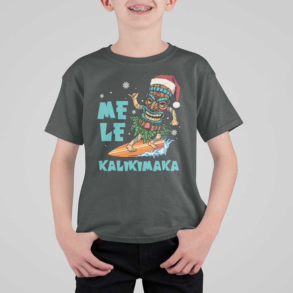 Christmas In Hawaii T Shirt For Kid Mele Kalikimaka Santa Tiki Surfing Kakau Tattoo - Wonder Print Shop