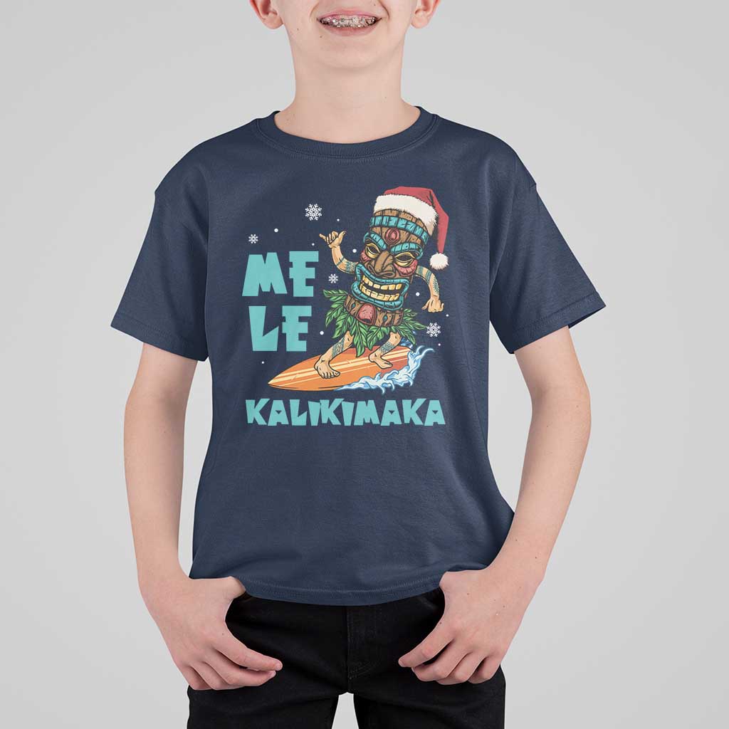 Christmas In Hawaii T Shirt For Kid Mele Kalikimaka Santa Tiki Surfing Kakau Tattoo - Wonder Print Shop