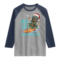 Christmas In Hawaii Raglan Shirt Mele Kalikimaka Santa Tiki Surfing Kakau Tattoo - Wonder Print Shop