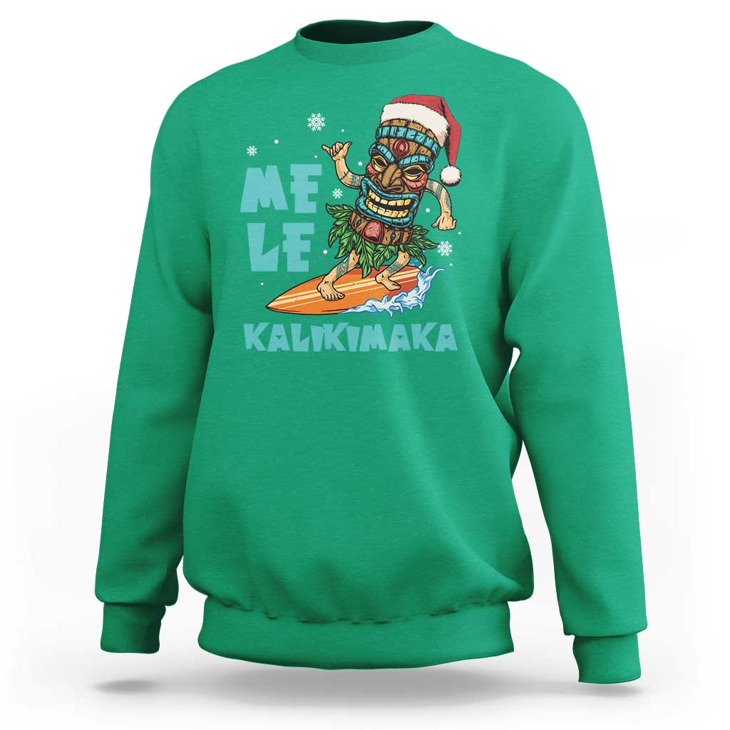 Christmas In Hawaii Sweatshirt Mele Kalikimaka Santa Tiki Surfing Kakau Tattoo - Wonder Print Shop