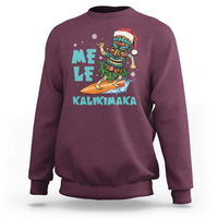 Christmas In Hawaii Sweatshirt Mele Kalikimaka Santa Tiki Surfing Kakau Tattoo - Wonder Print Shop
