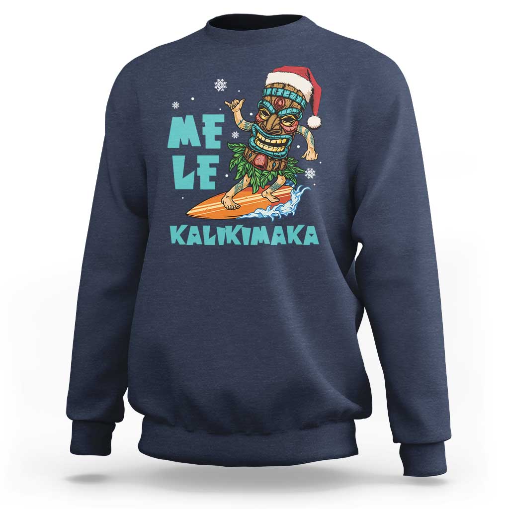 Christmas In Hawaii Sweatshirt Mele Kalikimaka Santa Tiki Surfing Kakau Tattoo - Wonder Print Shop