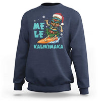 Christmas In Hawaii Sweatshirt Mele Kalikimaka Santa Tiki Surfing Kakau Tattoo - Wonder Print Shop