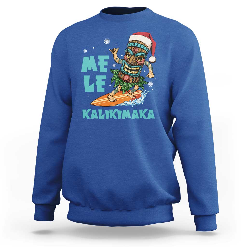 Christmas In Hawaii Sweatshirt Mele Kalikimaka Santa Tiki Surfing Kakau Tattoo - Wonder Print Shop