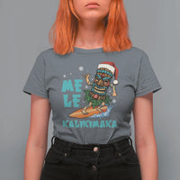 Christmas In Hawaii T Shirt For Women Mele Kalikimaka Santa Tiki Surfing Kakau Tattoo - Wonder Print Shop