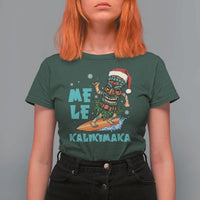 Christmas In Hawaii T Shirt For Women Mele Kalikimaka Santa Tiki Surfing Kakau Tattoo - Wonder Print Shop