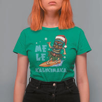 Christmas In Hawaii T Shirt For Women Mele Kalikimaka Santa Tiki Surfing Kakau Tattoo - Wonder Print Shop