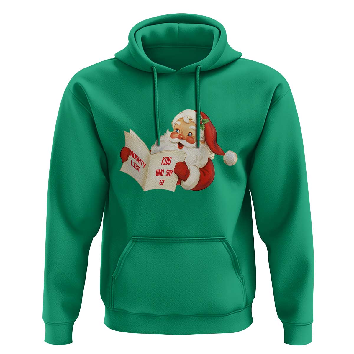 Funny 67 Christmas Santa Hoodie Naughty List Kids Who Say Six Seven Meme - Wonder Print Shop
