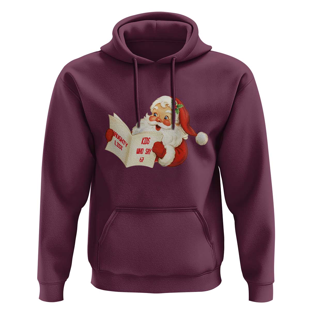Funny 67 Christmas Santa Hoodie Naughty List Kids Who Say Six Seven Meme - Wonder Print Shop