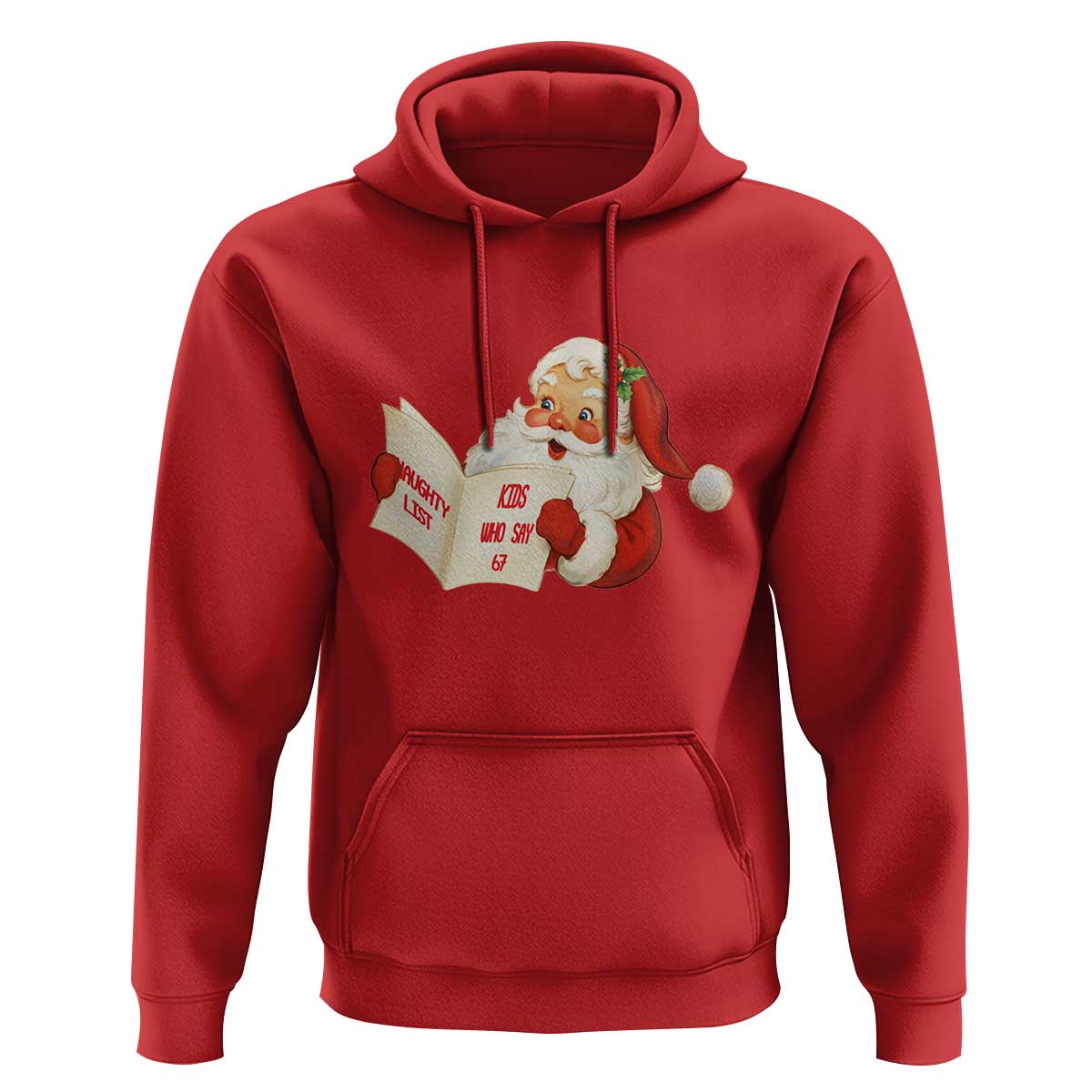 Funny 67 Christmas Santa Hoodie Naughty List Kids Who Say Six Seven Meme - Wonder Print Shop