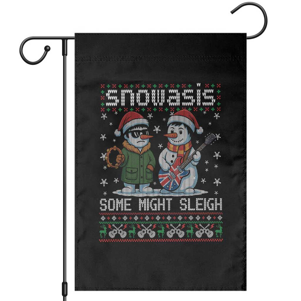Snowasis Some Might Sleigh Garden Flag Funny Christmas Snowmen Rock Band Parody - Wonder Print Shop