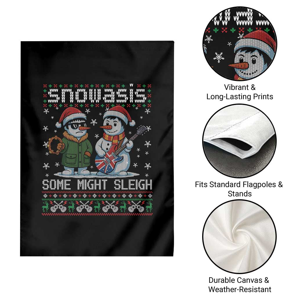 Snowasis Some Might Sleigh Garden Flag Funny Christmas Snowmen Rock Band Parody - Wonder Print Shop