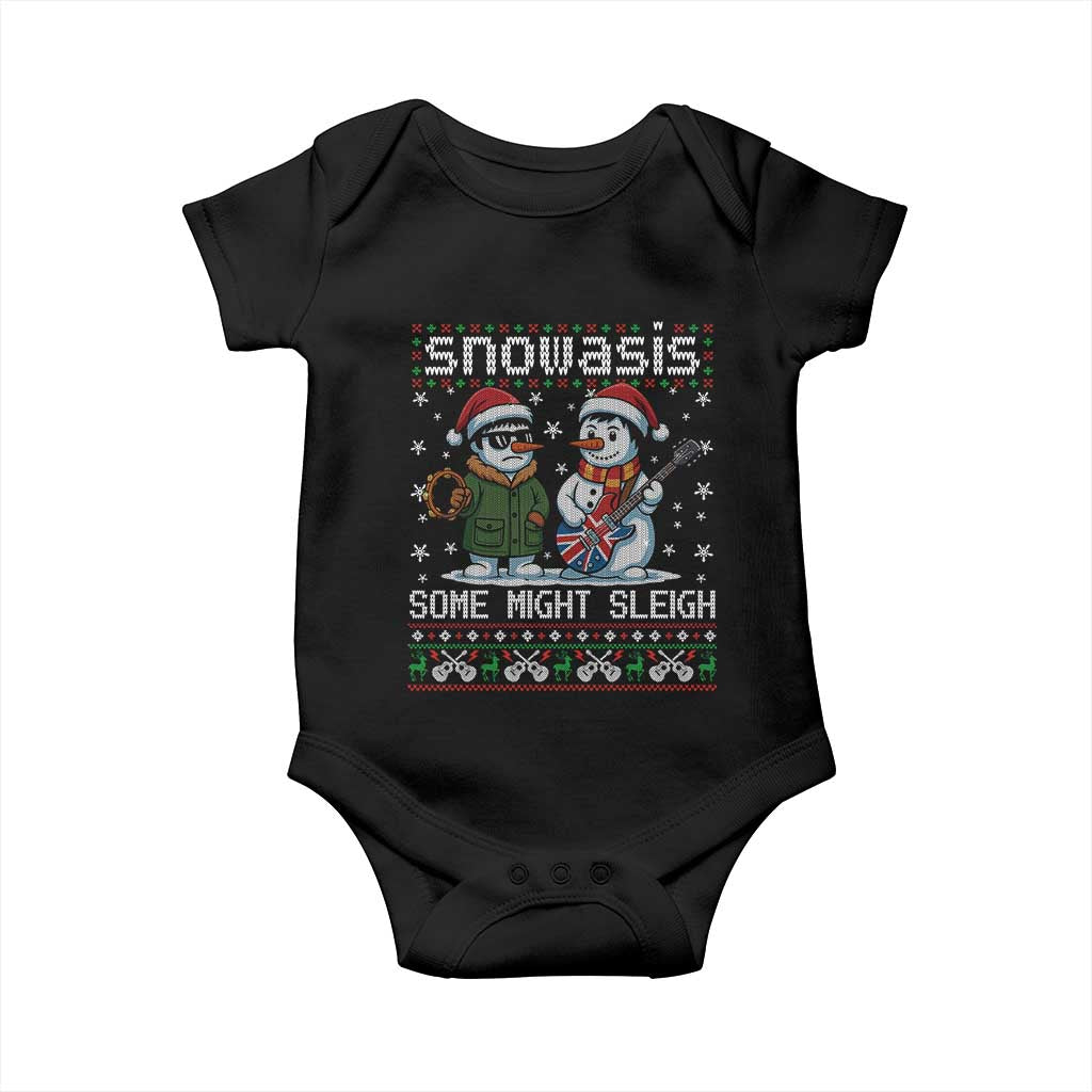 Snowasis Some Might Sleigh Baby Onesie Funny Christmas Snowmen Rock Band Parody - Wonder Print Shop