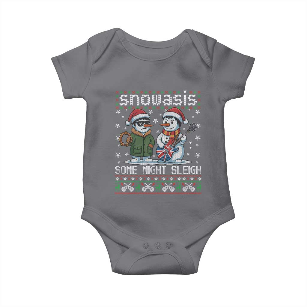 Snowasis Some Might Sleigh Baby Onesie Funny Christmas Snowmen Rock Band Parody - Wonder Print Shop