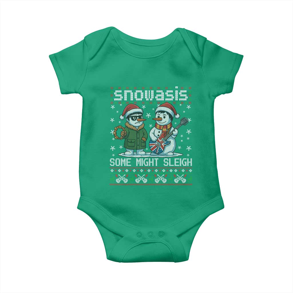Snowasis Some Might Sleigh Baby Onesie Funny Christmas Snowmen Rock Band Parody - Wonder Print Shop