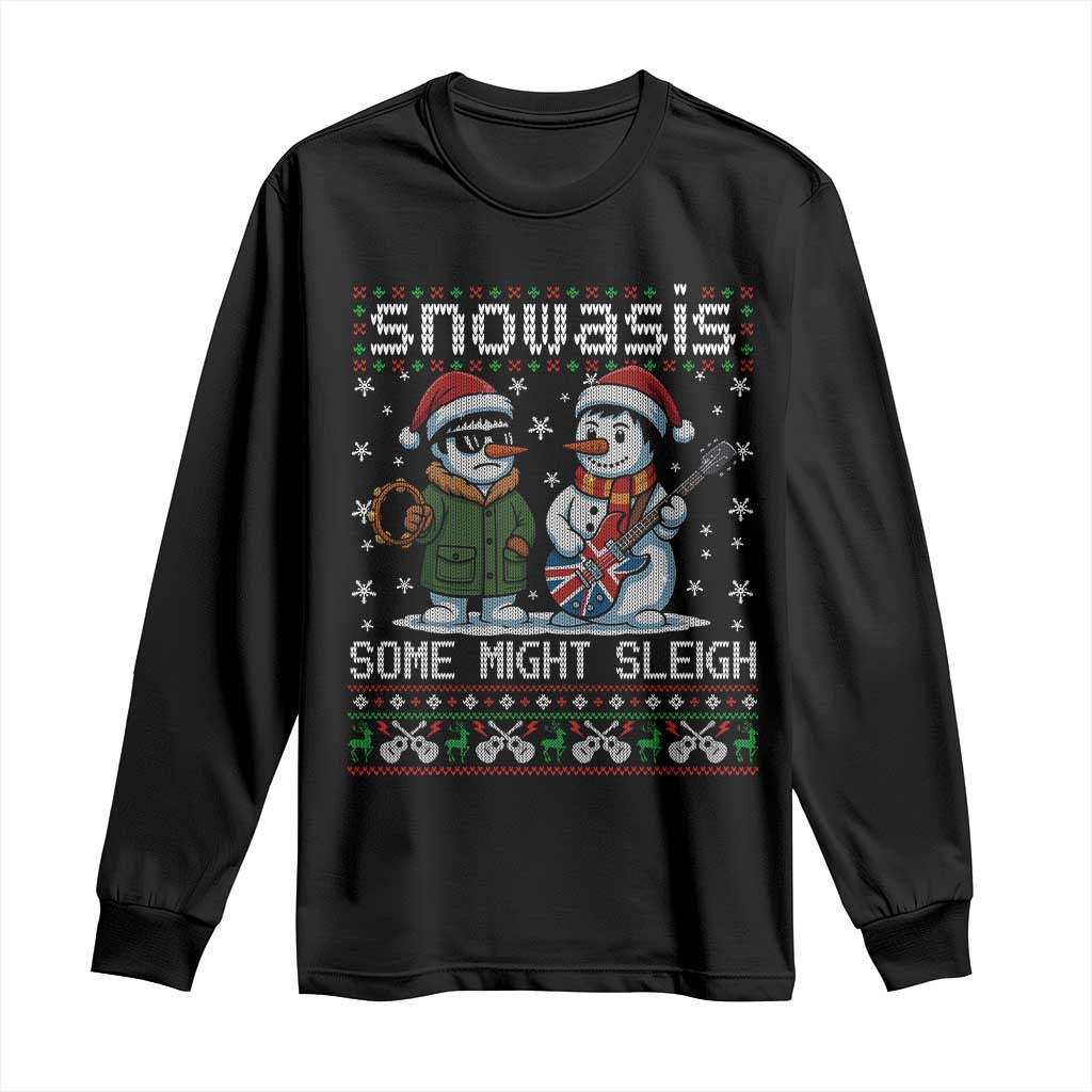 Snowasis Some Might Sleigh Long Sleeve Shirt Funny Christmas Snowmen Rock Band Parody - Wonder Print Shop
