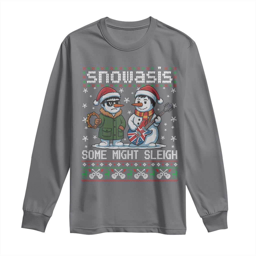 Snowasis Some Might Sleigh Long Sleeve Shirt Funny Christmas Snowmen Rock Band Parody - Wonder Print Shop