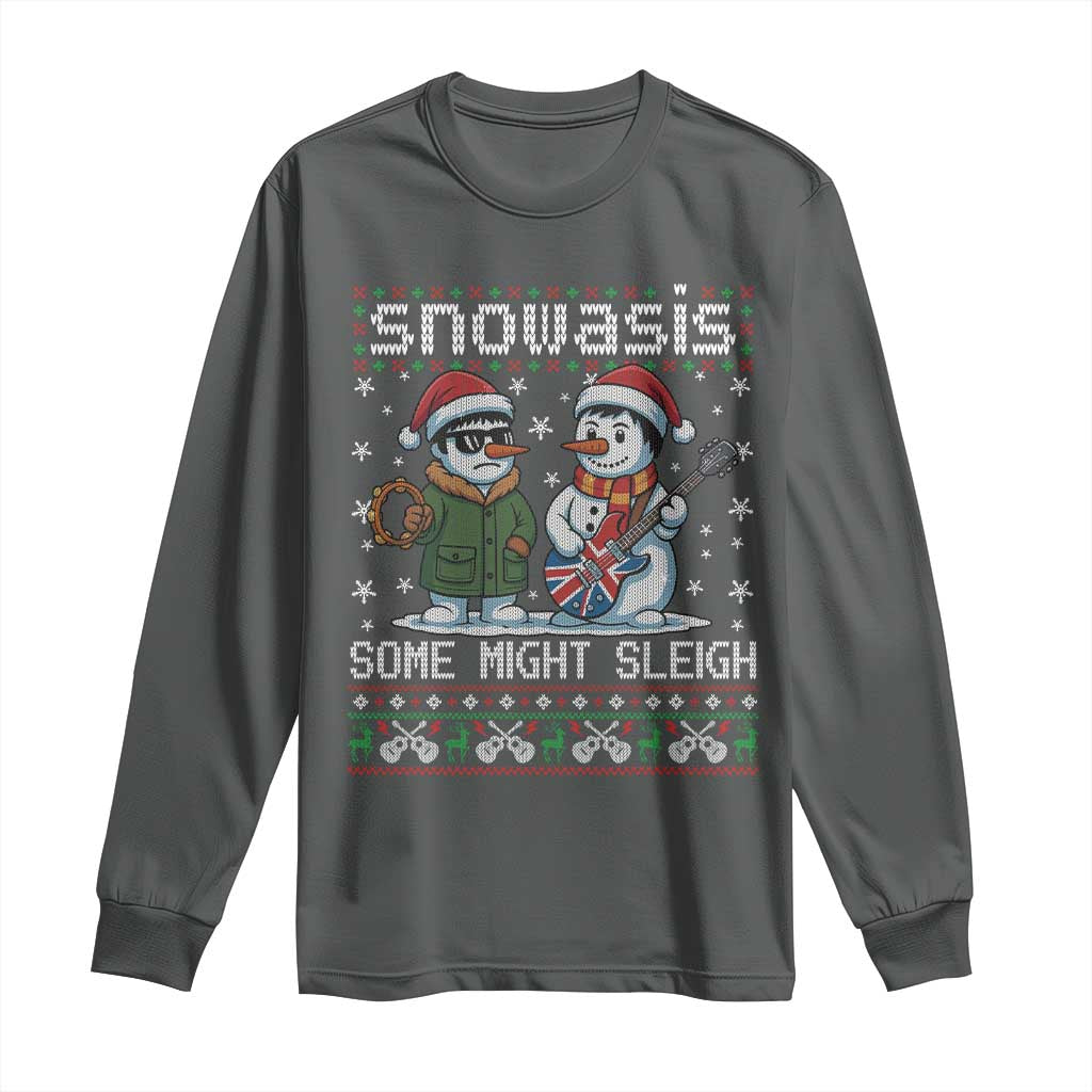 Snowasis Some Might Sleigh Long Sleeve Shirt Funny Christmas Snowmen Rock Band Parody - Wonder Print Shop