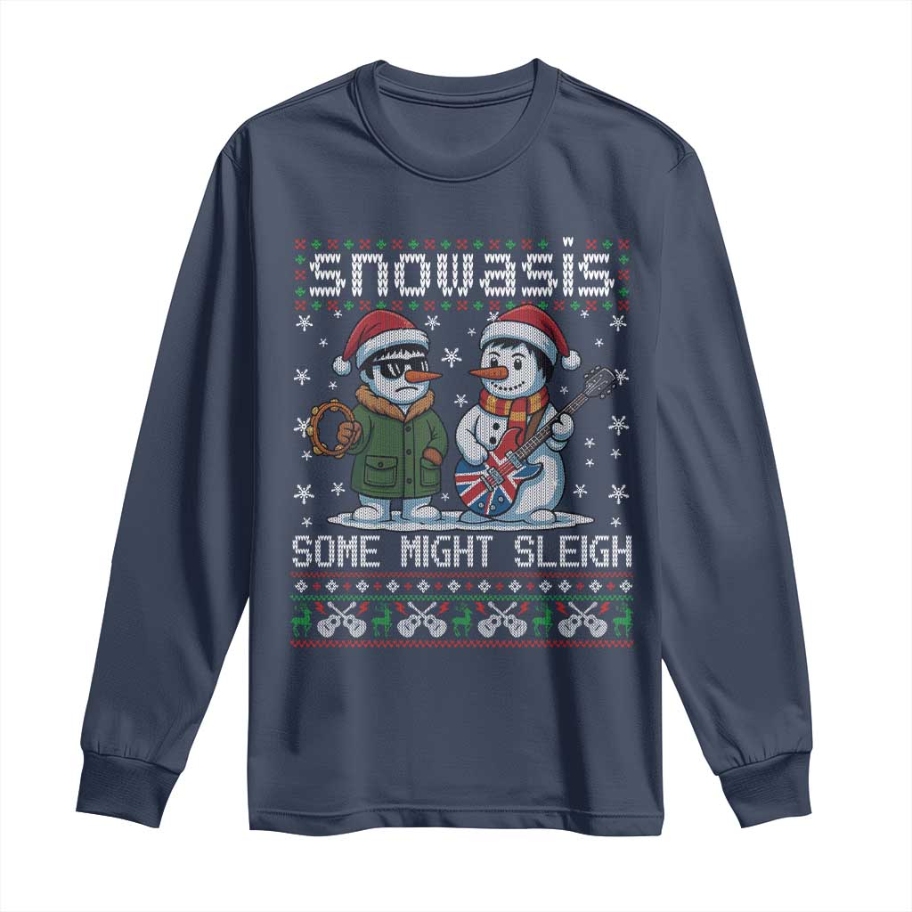 Snowasis Some Might Sleigh Long Sleeve Shirt Funny Christmas Snowmen Rock Band Parody - Wonder Print Shop